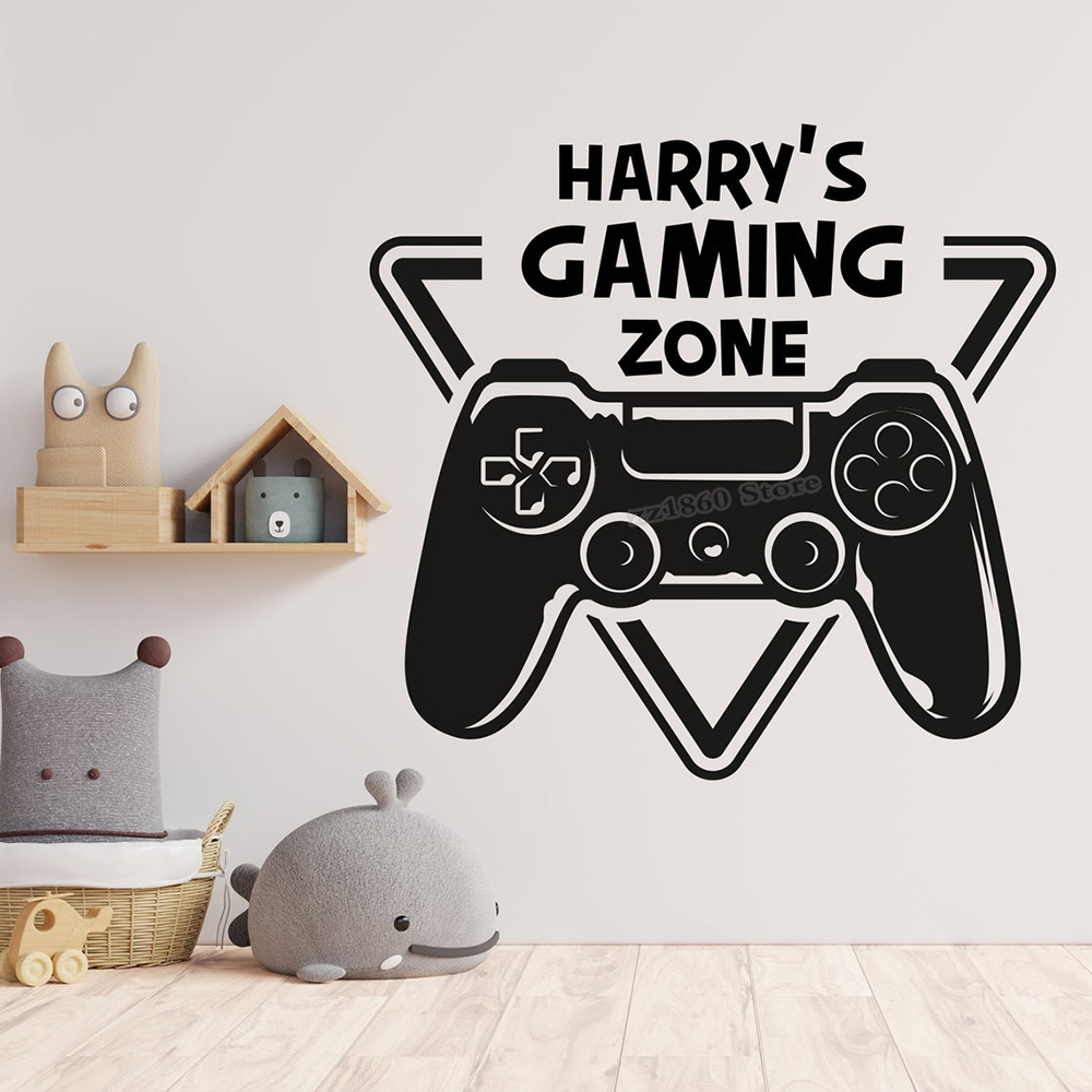 Gaming Accessories Bedroom - Custom Name Gaming Zone Wall Decal
