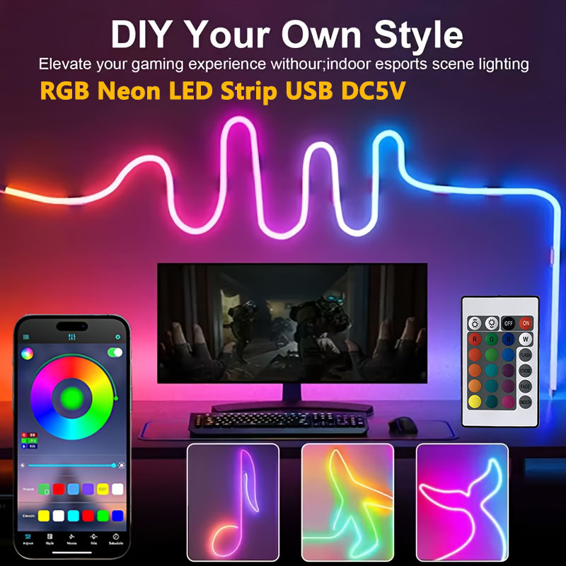 Gaming Accessories Bedroom - Bluetooth RGB Neon LED Strip Lights