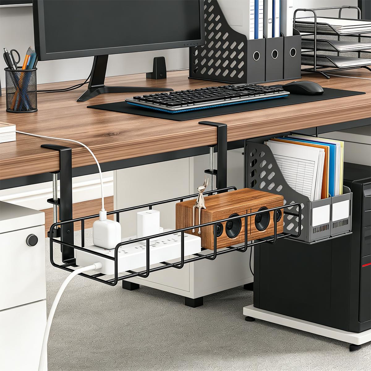 No Drill Under Desk Cable Mana - Gaming Accessories Rack 评论和价格