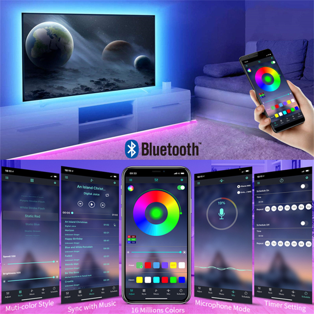 RGB 5050 LED Strip Lights App  - Gaming Accessories Bedroom 评论和价格